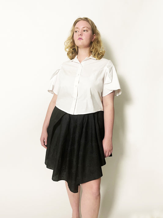 Tulip Pleated Shirt in Silk Poplin