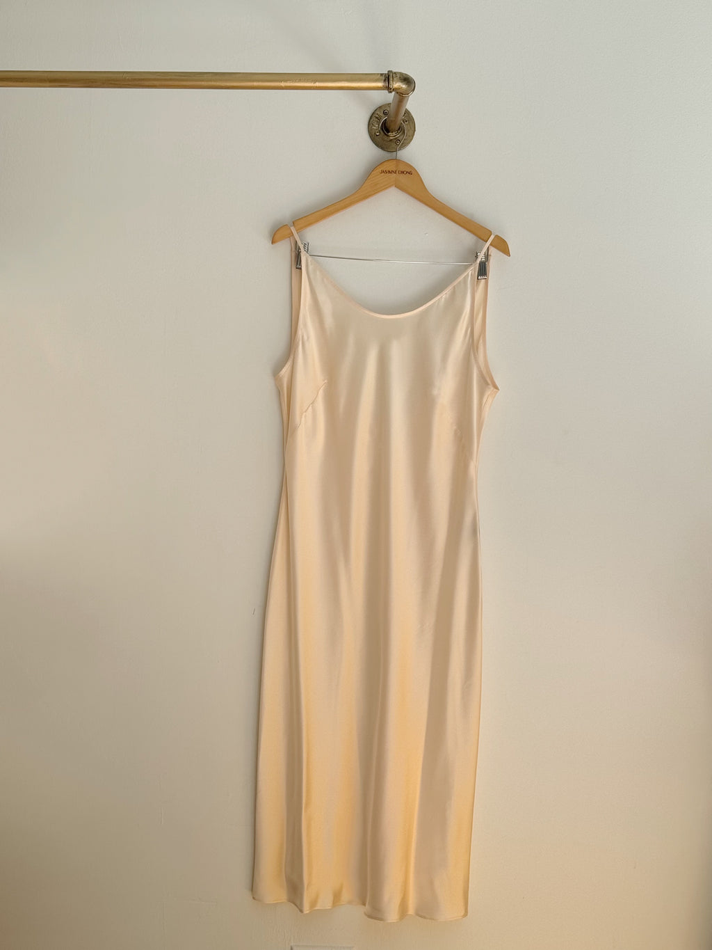 nude silk slip dress Bahhgoose Silk Slip Dress
