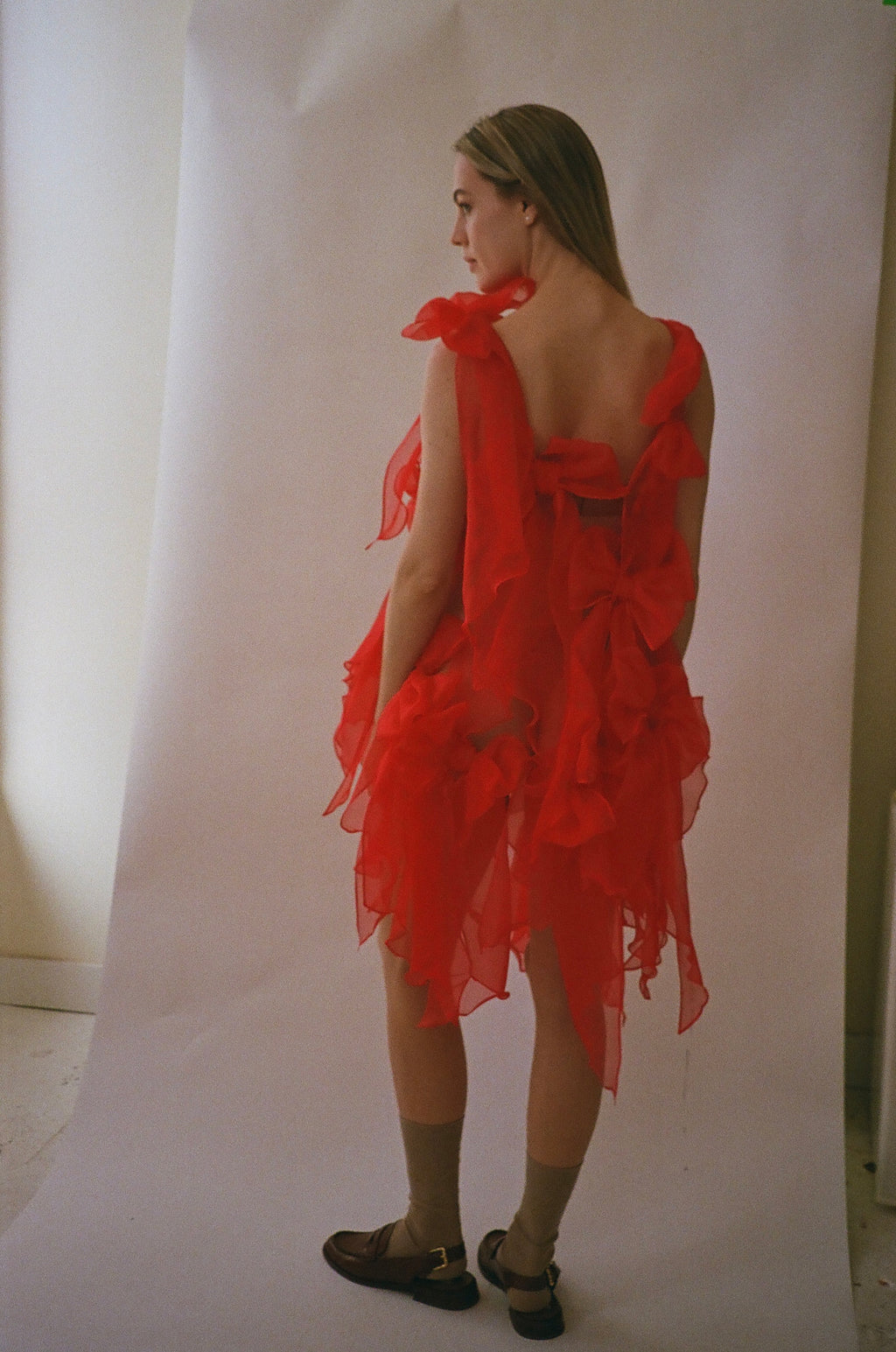 gossamer red dress Red Strapless Gossamer Gown Wedtrend Women Beaded Red Prom Dress With Slit Ruched Strapless