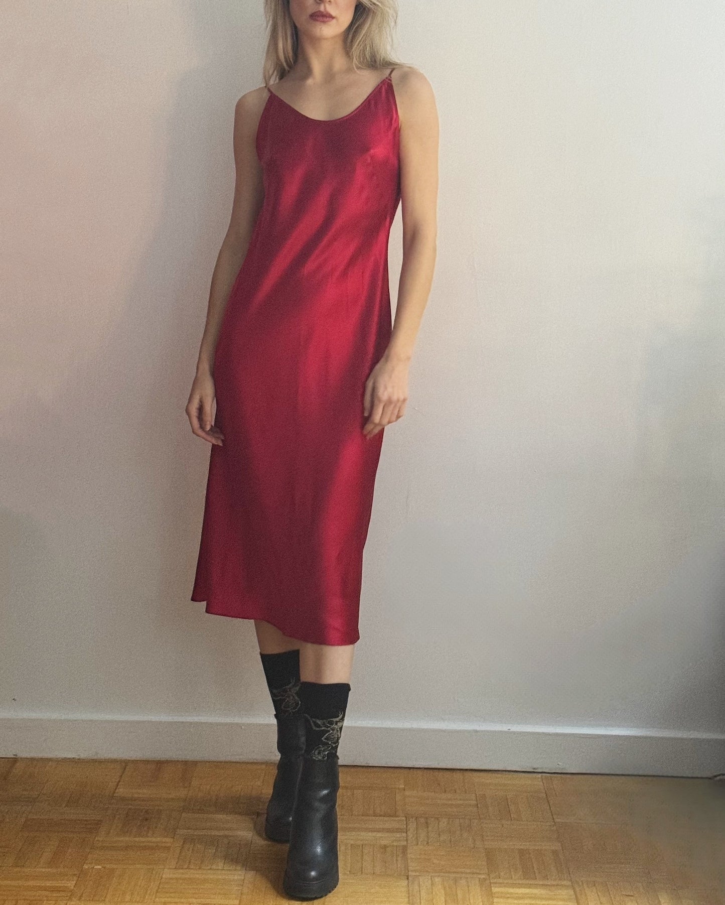 Theodora Midi Silk Bias Slip