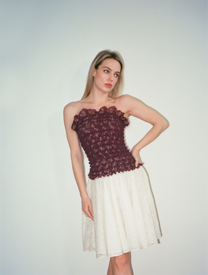 Silja Smocked Cocoon Top in Freesia Broderie Anglaise