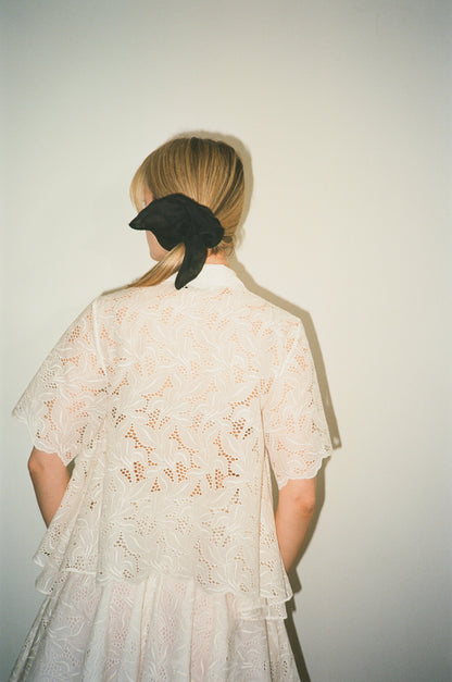 Emily Side Drape Shirt in Freesia Broderie Anglaise