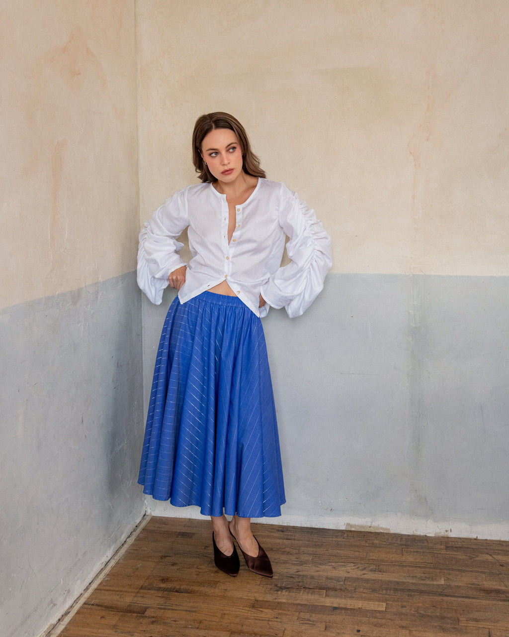 Bira Skirt in Cornflower Lurex