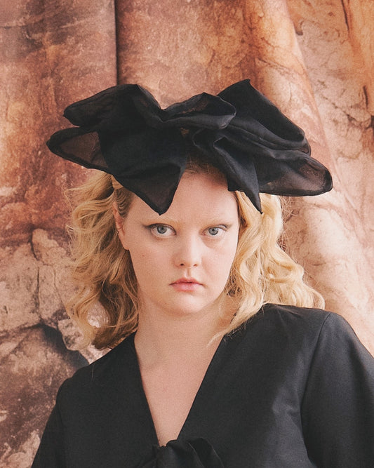 Batwing Sculptural Headband in Silk Organza