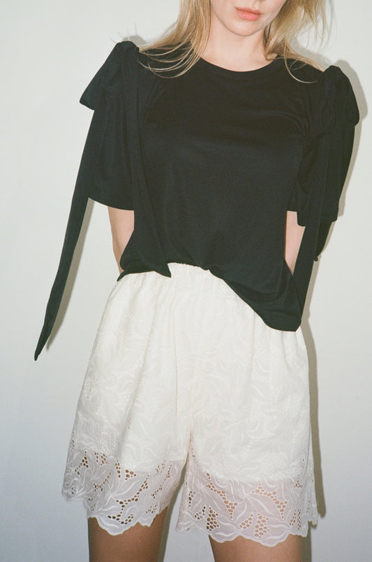 Karen Double Bow T-Shirt in Silk Jersey