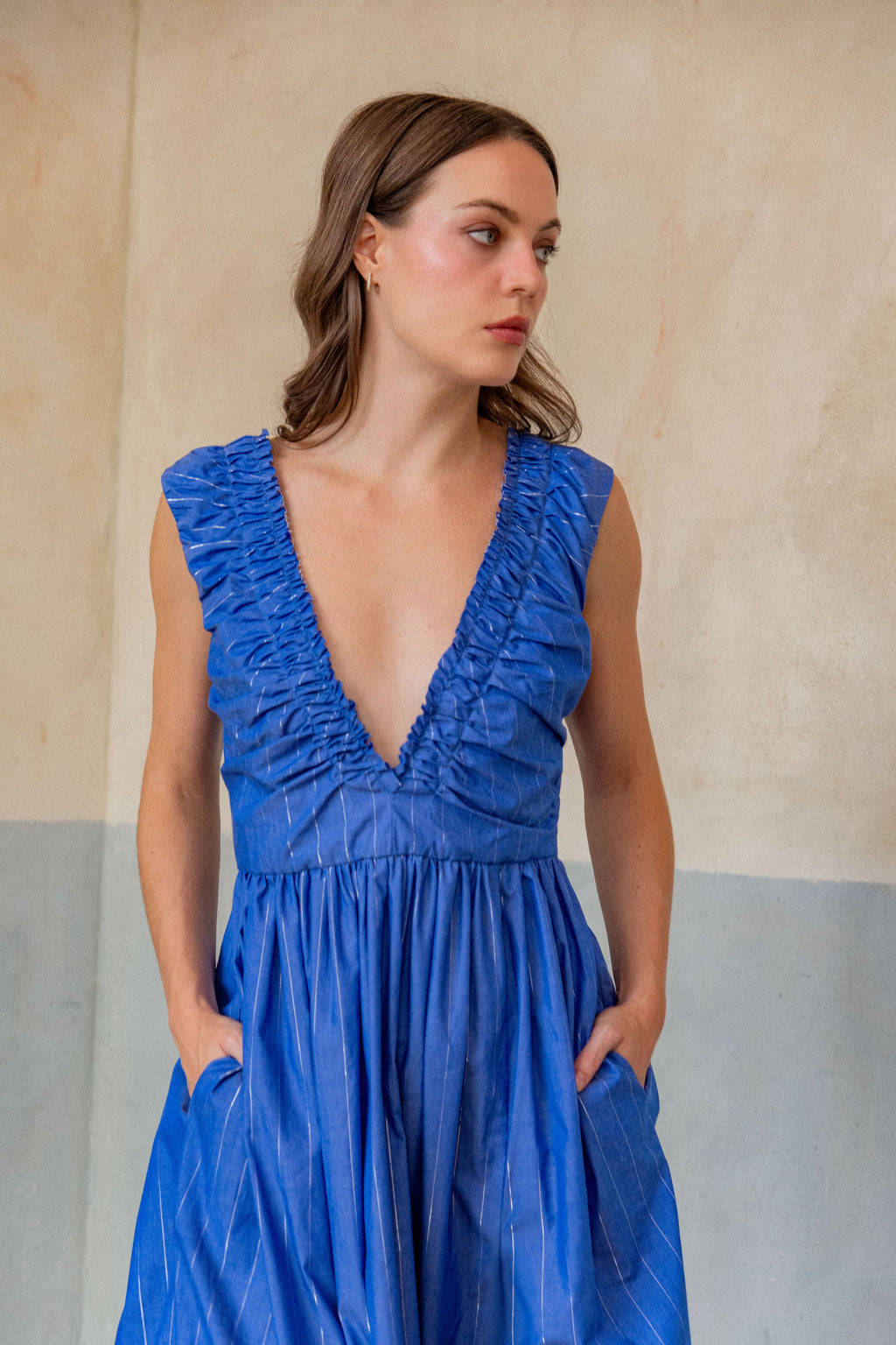 Pala Gown in Cornflower Lurex