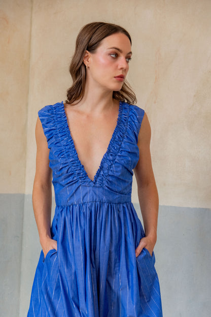 Pala Gown in Cornflower Lurex