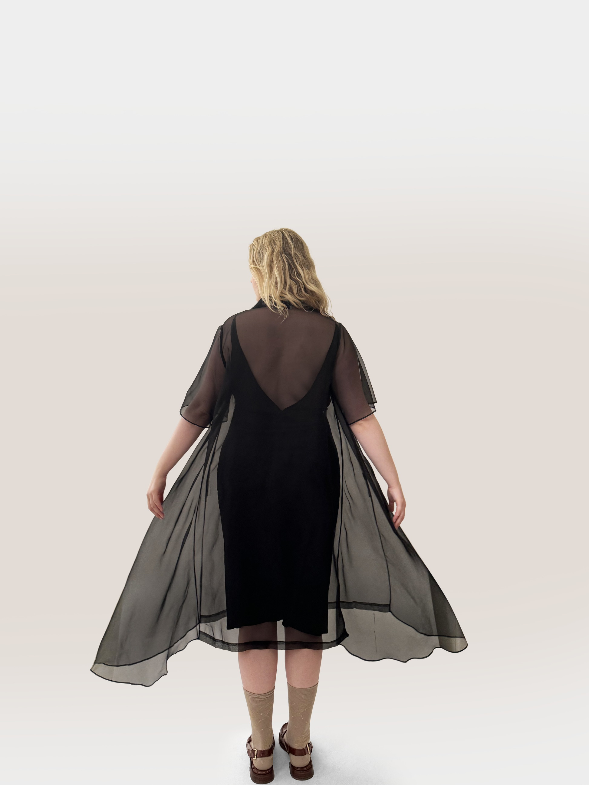 Theodora Midi Silk Slip, Black