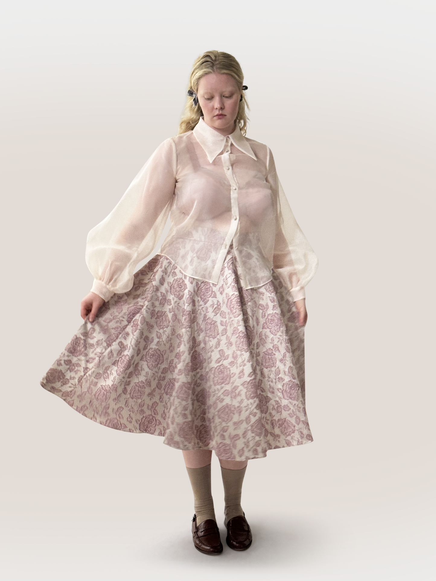 Tine Skirt in Rose Jacquard