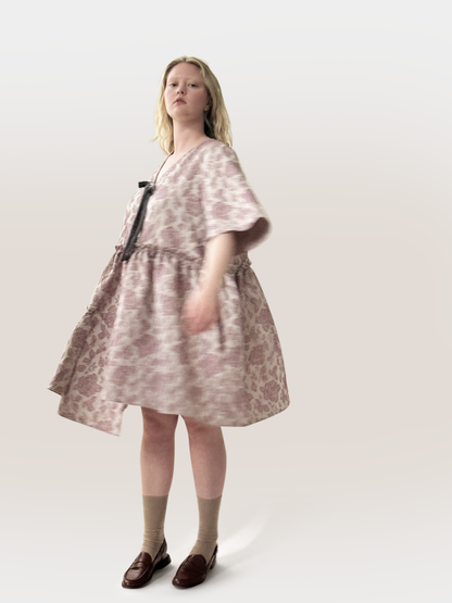 Rumah Jacquard Velvet Bow Dress, lavender