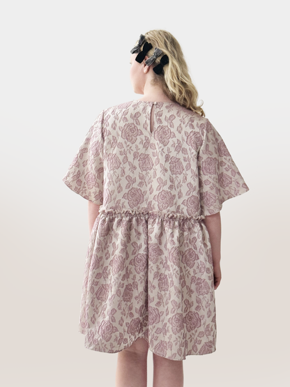 Rumah Jacquard Velvet Bow Dress, lavender