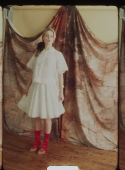 Emily Side Drape Shirt in Freesia Broderie Anglaise