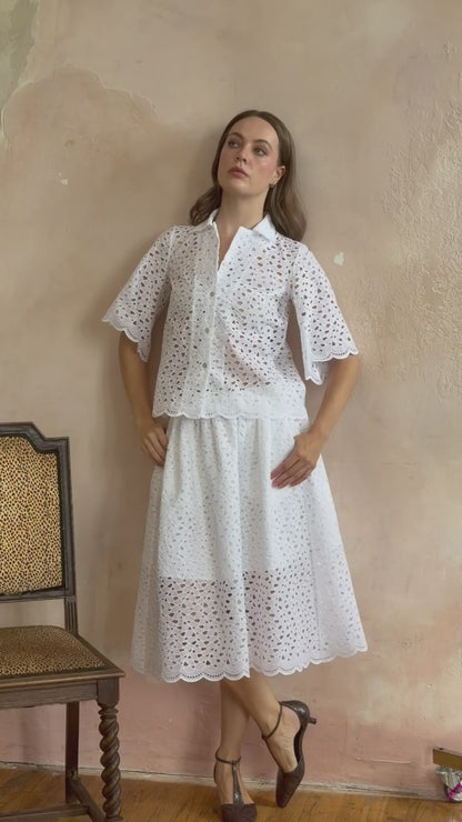 Paige Shirt in Fern Broderie
