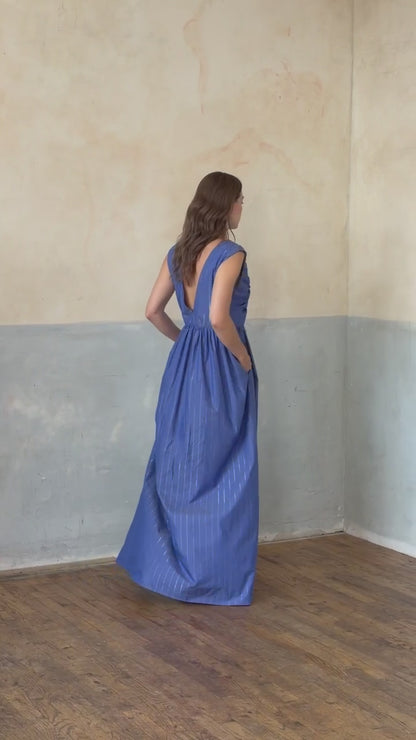 Pala Gown in Cornflower Lurex