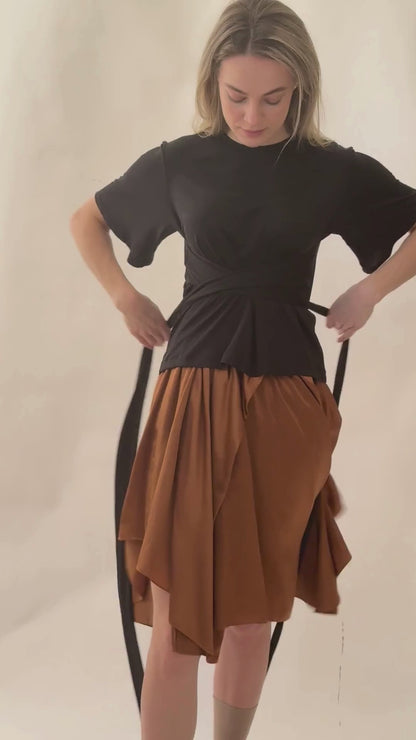 Dani Draped Skirt with Gathered Waist