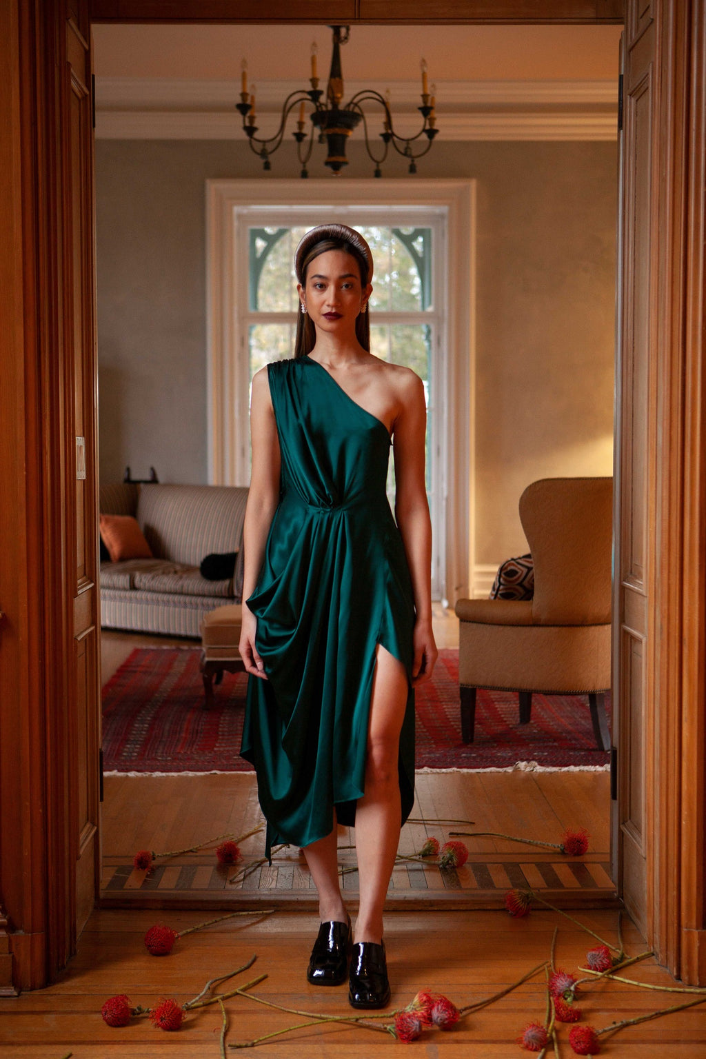 Persephone One Shoulder Draped Dress – Jasmine Chong