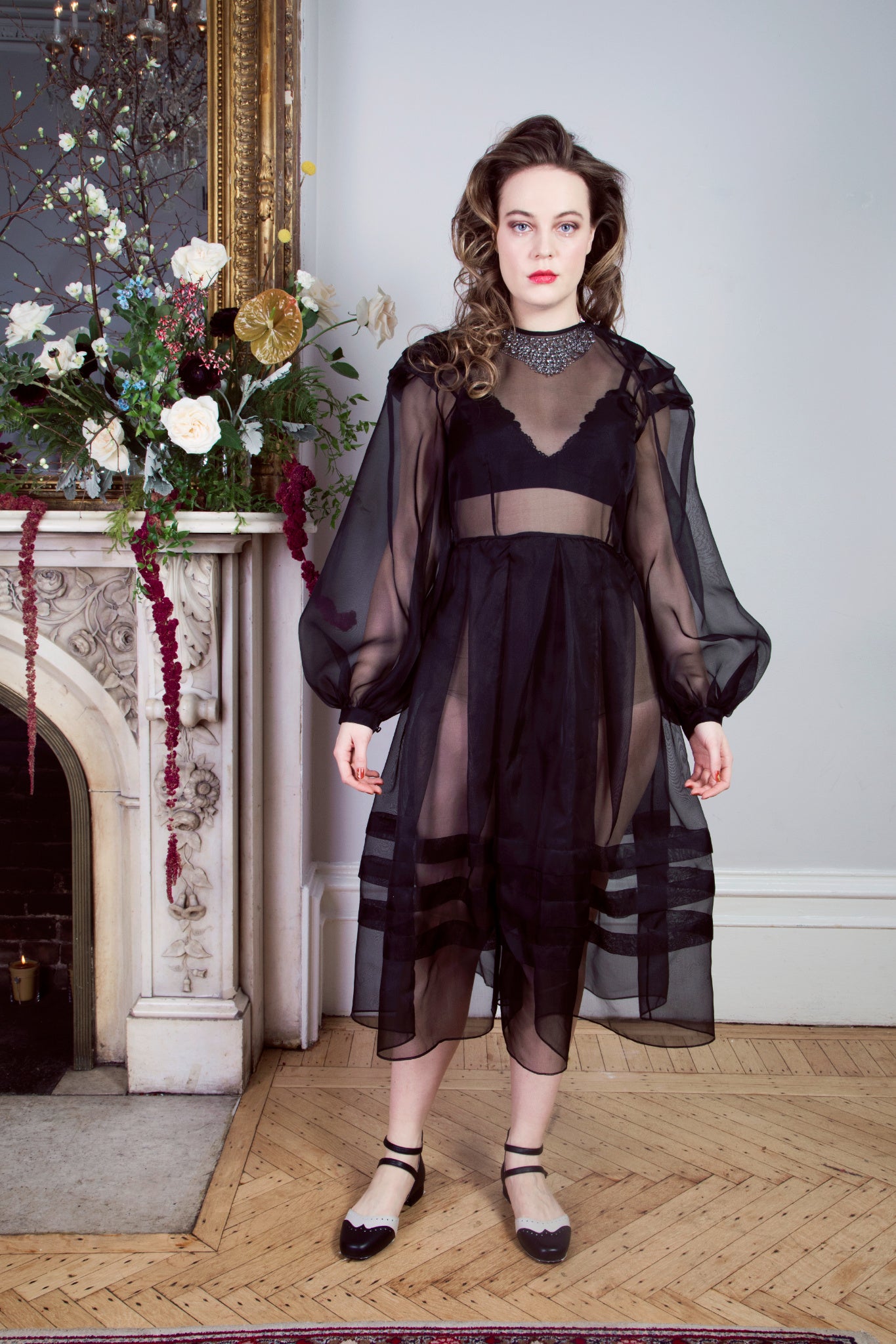 Joan Silk Organza Sheer Dress - S / Black Joan Silk Organza Sheer Dress - S / Black