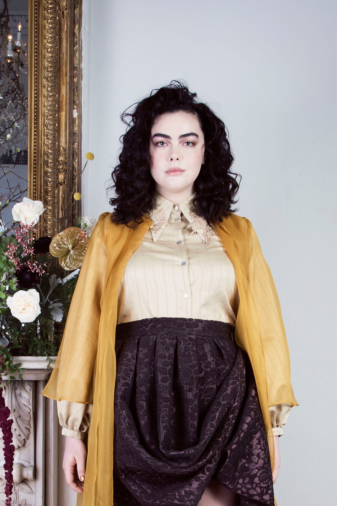 Women's Designer Lace Collar & Silk Blouse