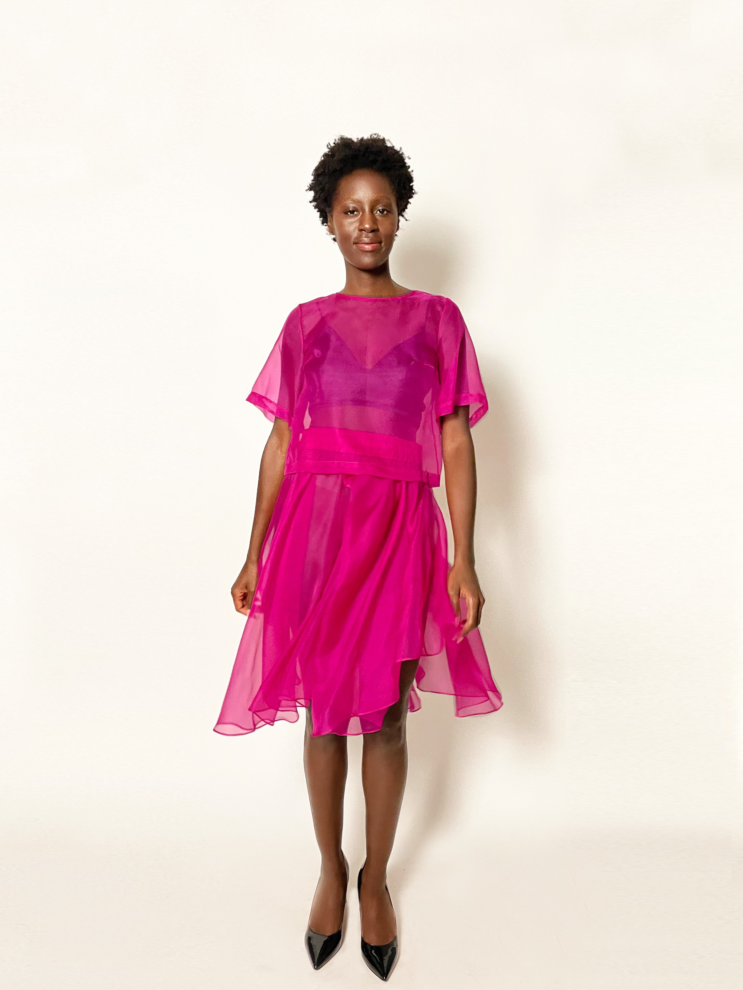 jjeen3様✴︎【[Rosy luce】Organza sheer shirt Sheer Organza Long-Sleeve Shirt | Parallel