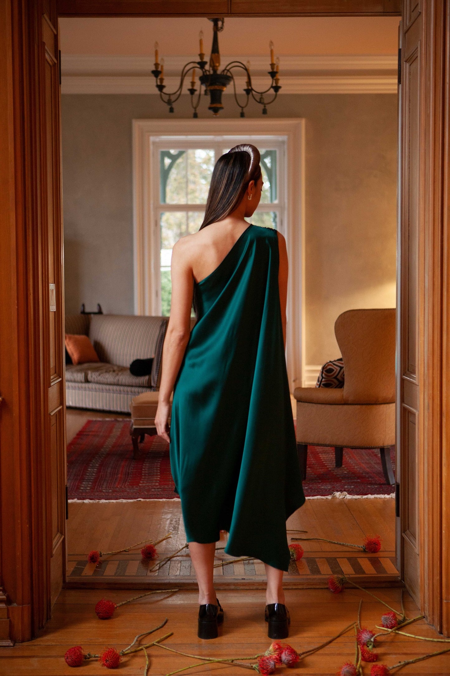 Persephone One Shoulder Draped Dress