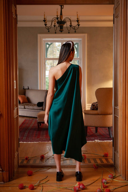 Persephone One Shoulder Draped Dress