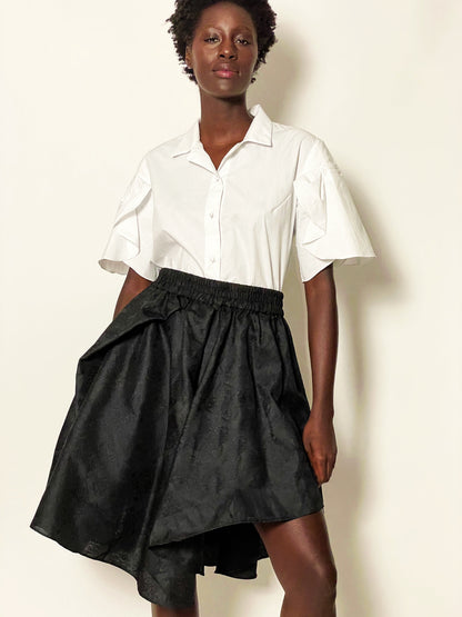 Tulip Pleated Shirt in Silk Poplin