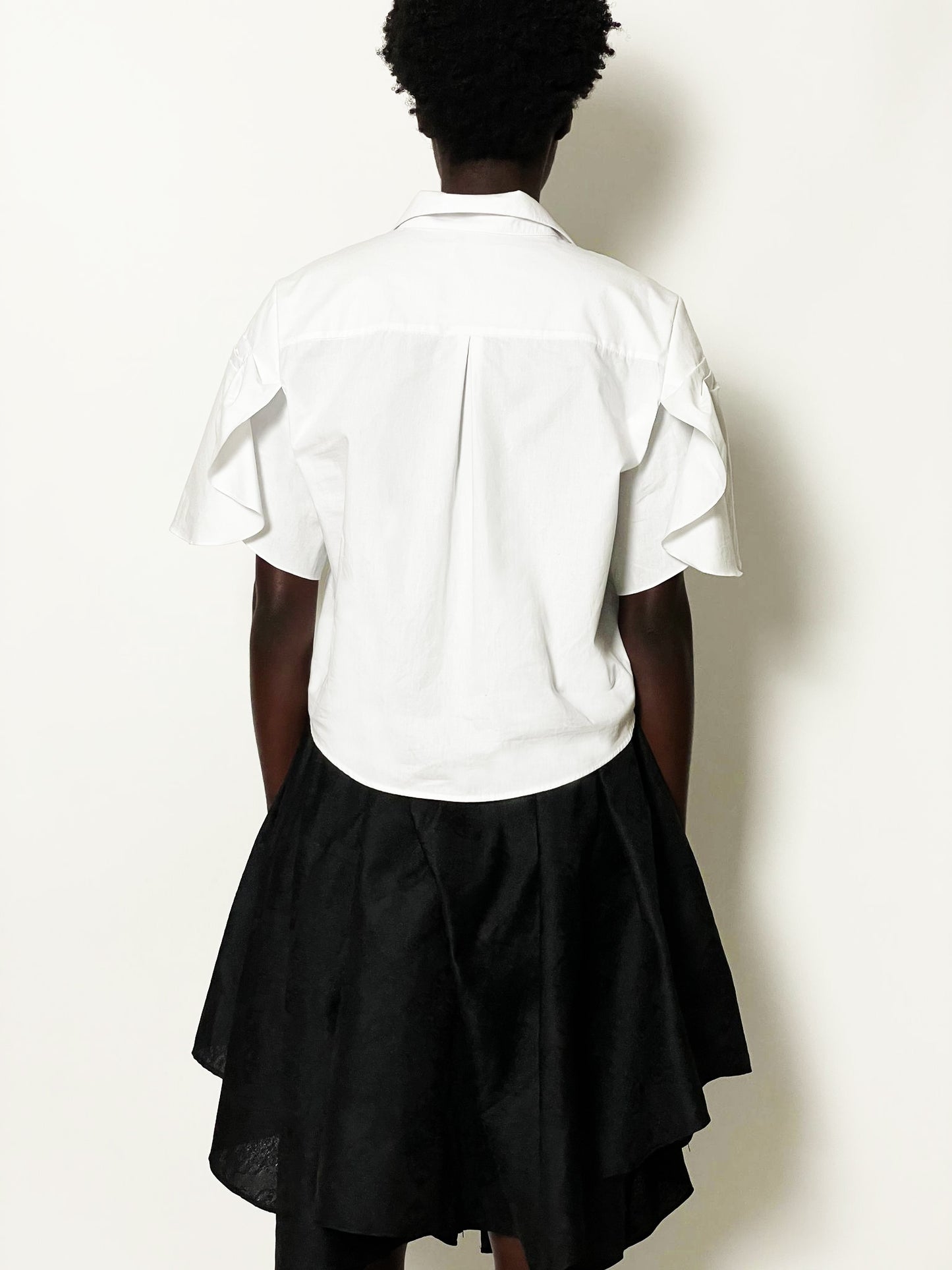 Tulip Pleated Shirt in Silk Poplin