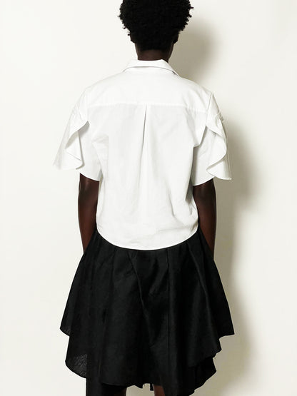Tulip Pleated Shirt in Silk Poplin