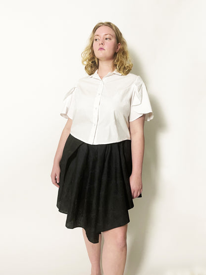 Tulip Pleated Shirt in Silk Poplin