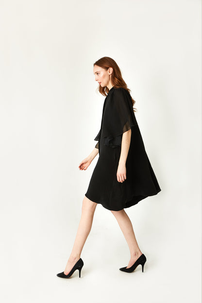 black midi silk dress
