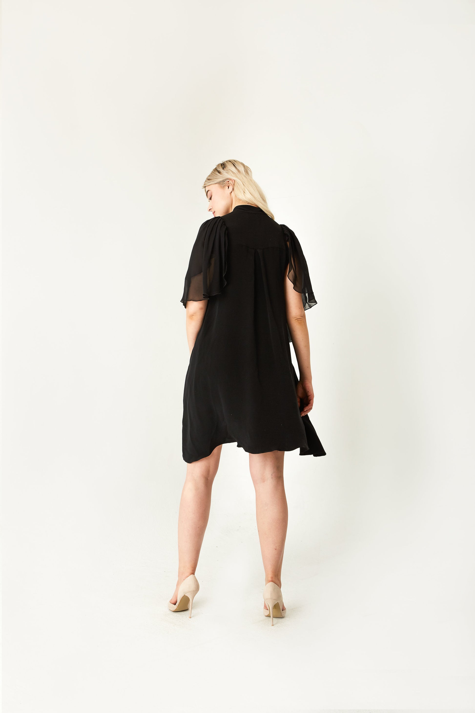 black midi silk dress