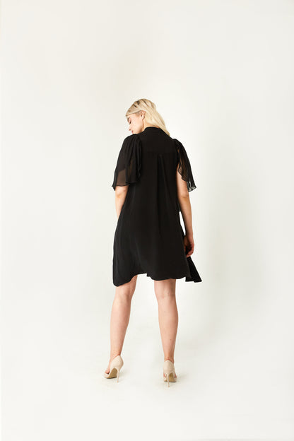 black midi silk dress