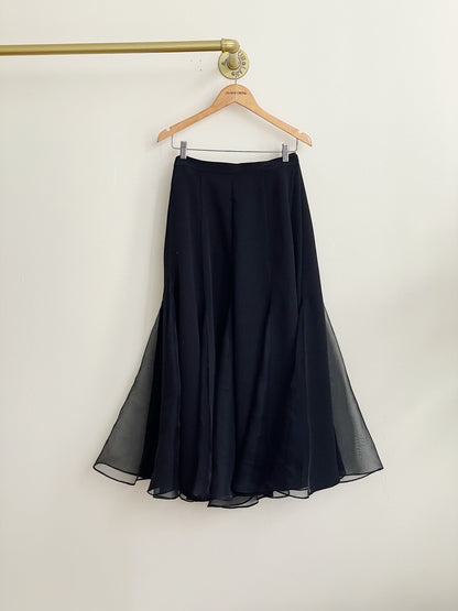 Juli Fluted Silk Paneled Skirt